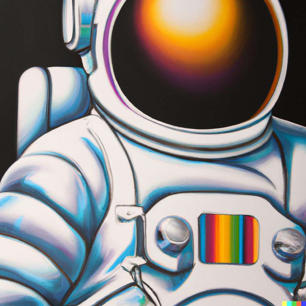 an astronaut, airbrush painting by Howard Arkley